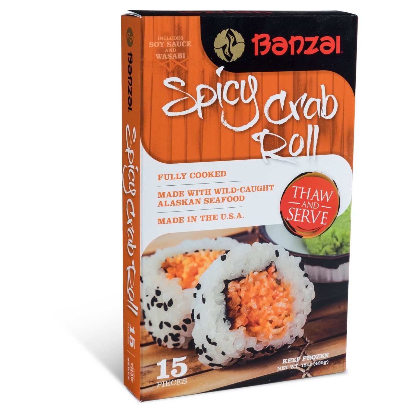 slide 1 of 1, Banzai Sushi Banzai Frozen Spicy Crab Roll Sushi, 15 oz