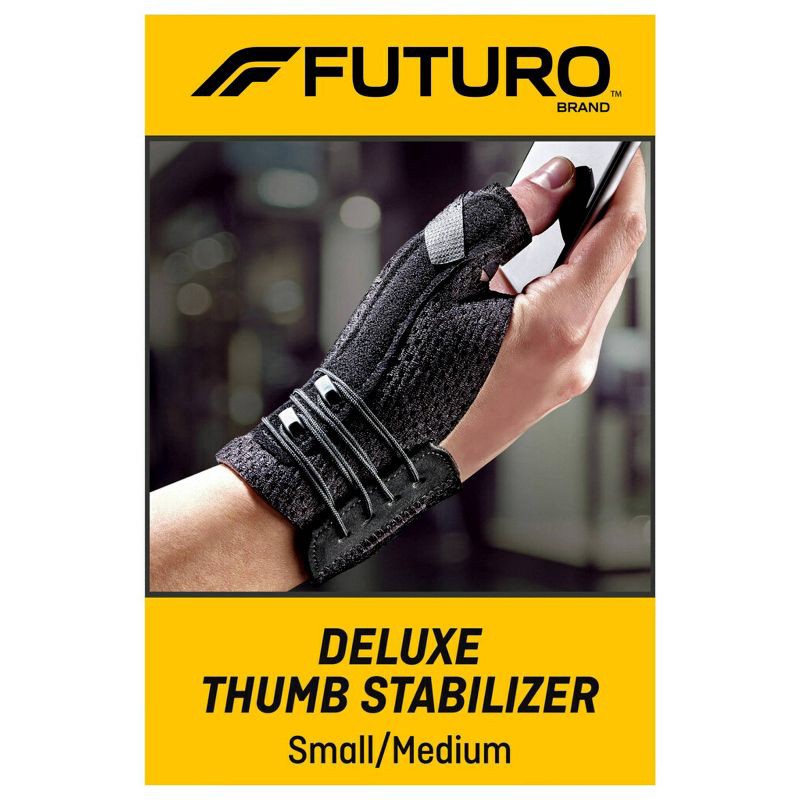 slide 2 of 8, FUTURO Deluxe Thumb Stabilizer, Thumb Brace for Left or Right Hand, S/M - 1pk, 1 ct