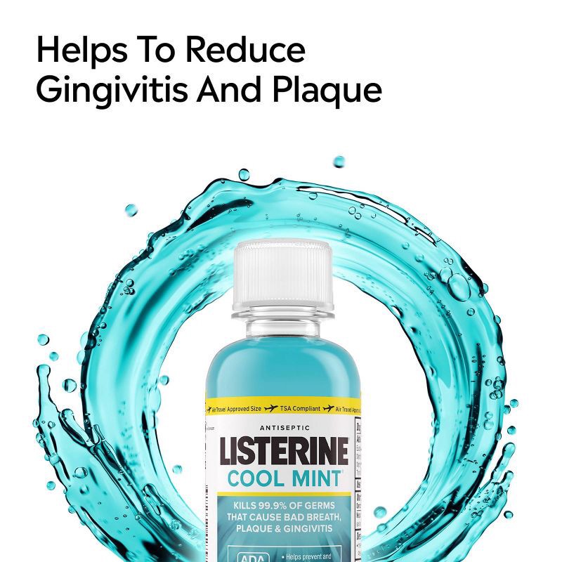 slide 3 of 11, Listerine Antiseptic Mouthwash, Cool Mint, Trial Size, 3.2oz, 3.2 oz