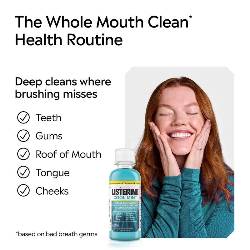 slide 5 of 11, Listerine Antiseptic Mouthwash, Cool Mint, Trial Size, 3.2oz, 3.2 oz