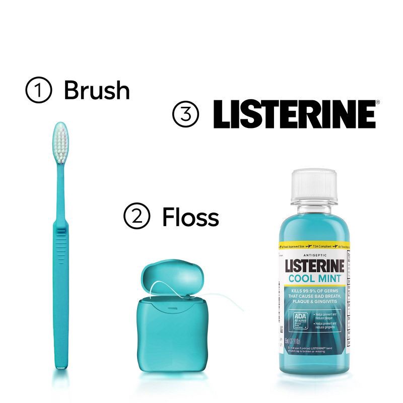 slide 8 of 11, Listerine Antiseptic Mouthwash, Cool Mint, Trial Size, 3.2oz, 3.2 oz