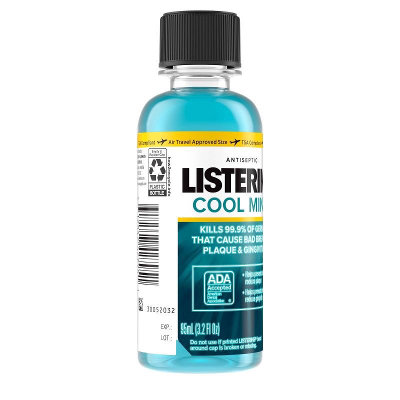 slide 9 of 11, Listerine Antiseptic Mouthwash, Cool Mint, Trial Size, 3.2oz, 3.2 oz