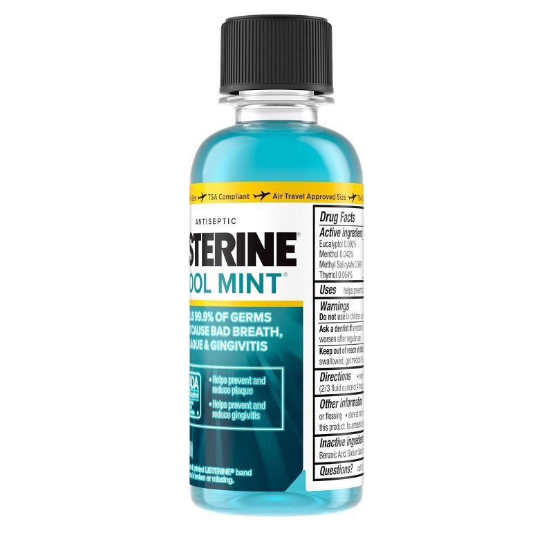 slide 10 of 11, Listerine Antiseptic Mouthwash, Cool Mint, Trial Size, 3.2oz, 3.2 oz