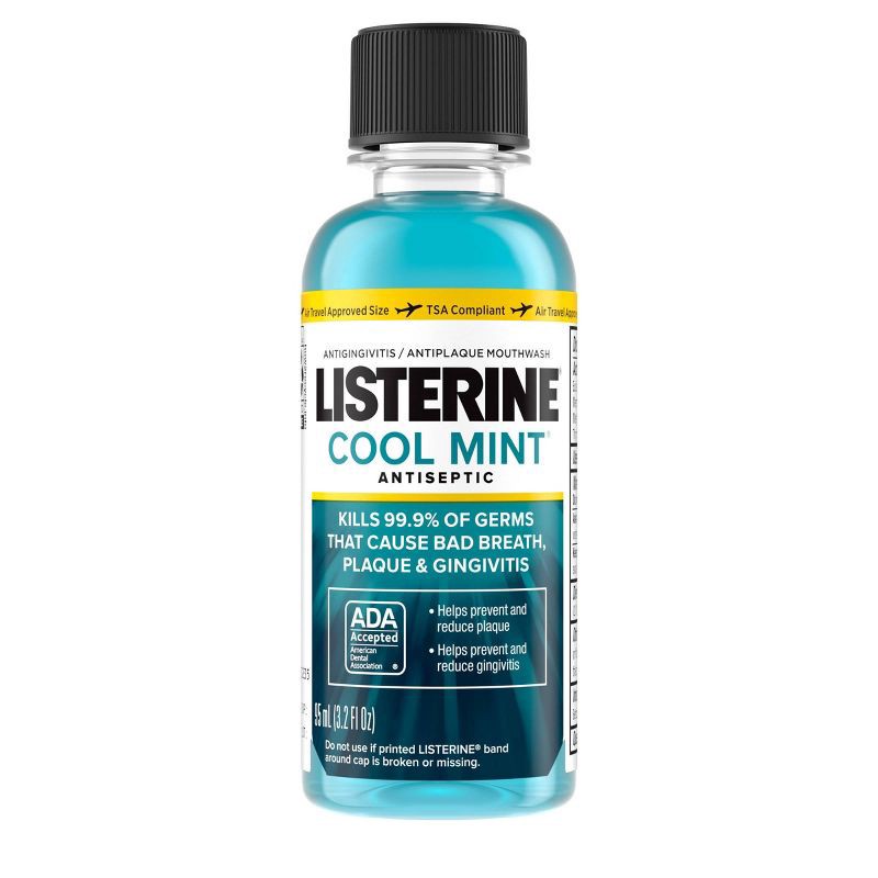 slide 1 of 11, Listerine Antiseptic Mouthwash, Cool Mint, Trial Size, 3.2oz, 3.2 oz