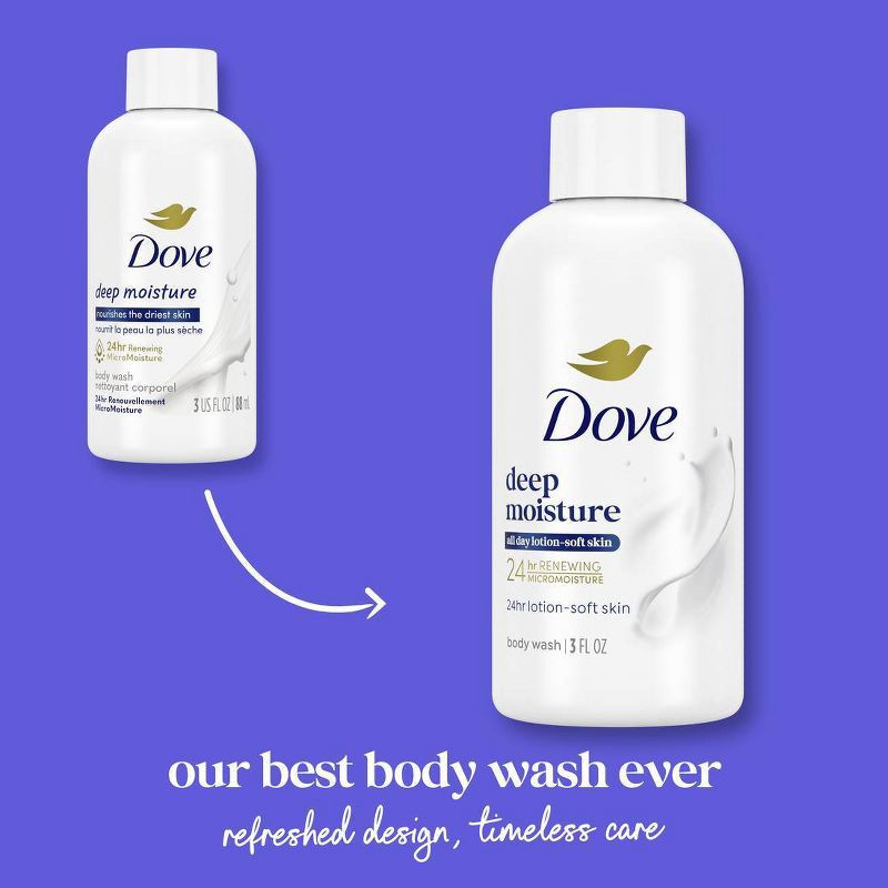 slide 3 of 9, Dove Beauty Dove Deep Moisture Mini Body Wash 24hr Lotion-Soft Skin - Travel Size - 3 fl oz, 3 fl oz