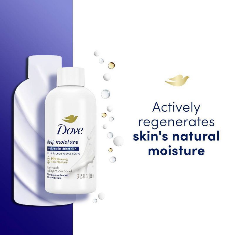 slide 4 of 6, Dove Beauty Nourishing Body Wash Soap for Dry Skin - Deep Moisture - Travel Size - 3 fl oz, 3 fl oz