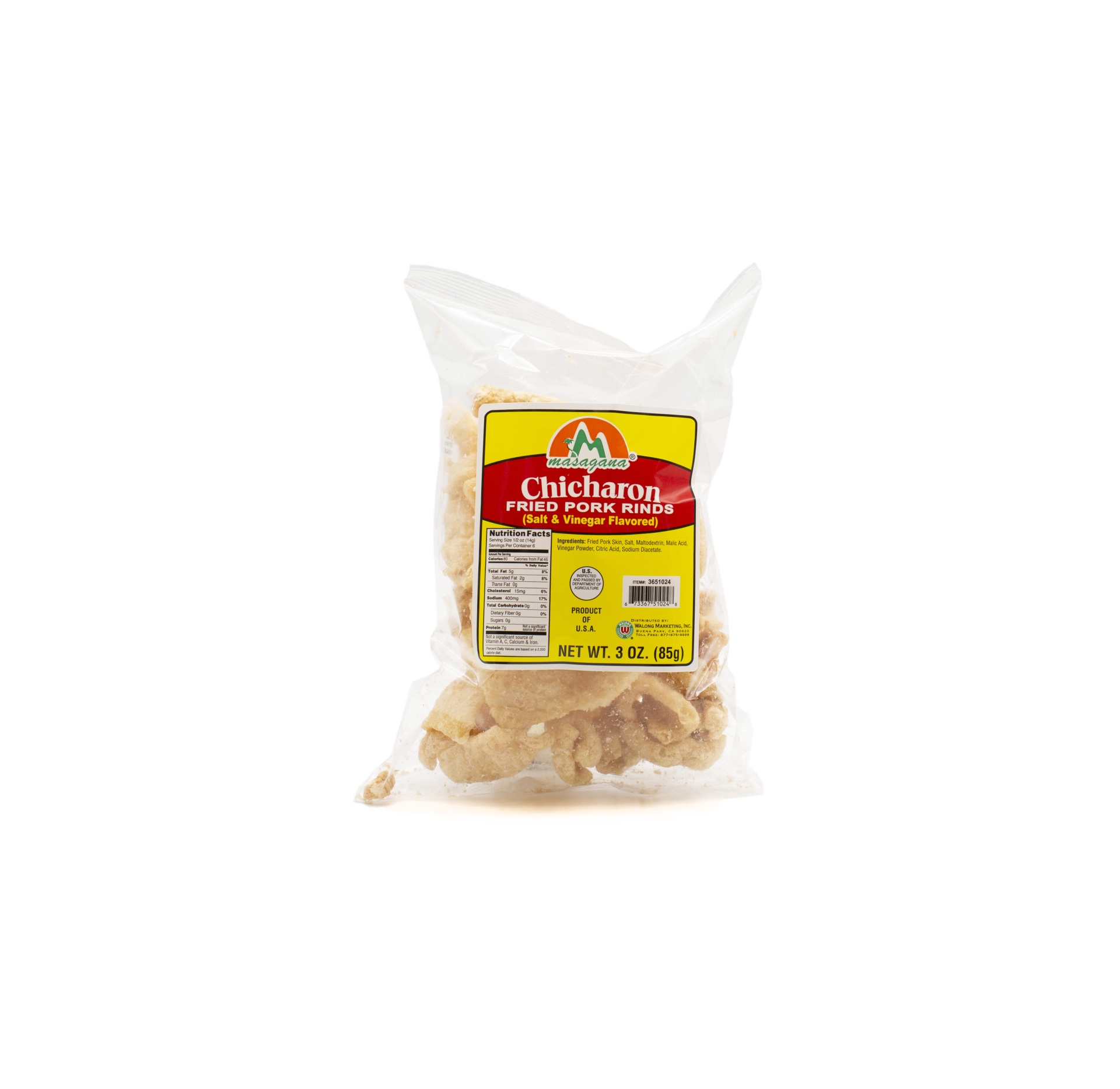 slide 1 of 1, Masagana Pork Rinds-salt & Vinegar, 3 oz