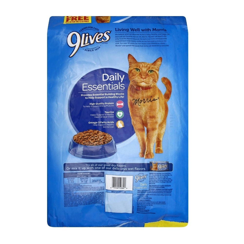 slide 2 of 2, 9Lives Daily Essentials Chicken, Beef & Salmon Flavors Adult Complete & Balanced Dry Cat Food, 13.2 lb