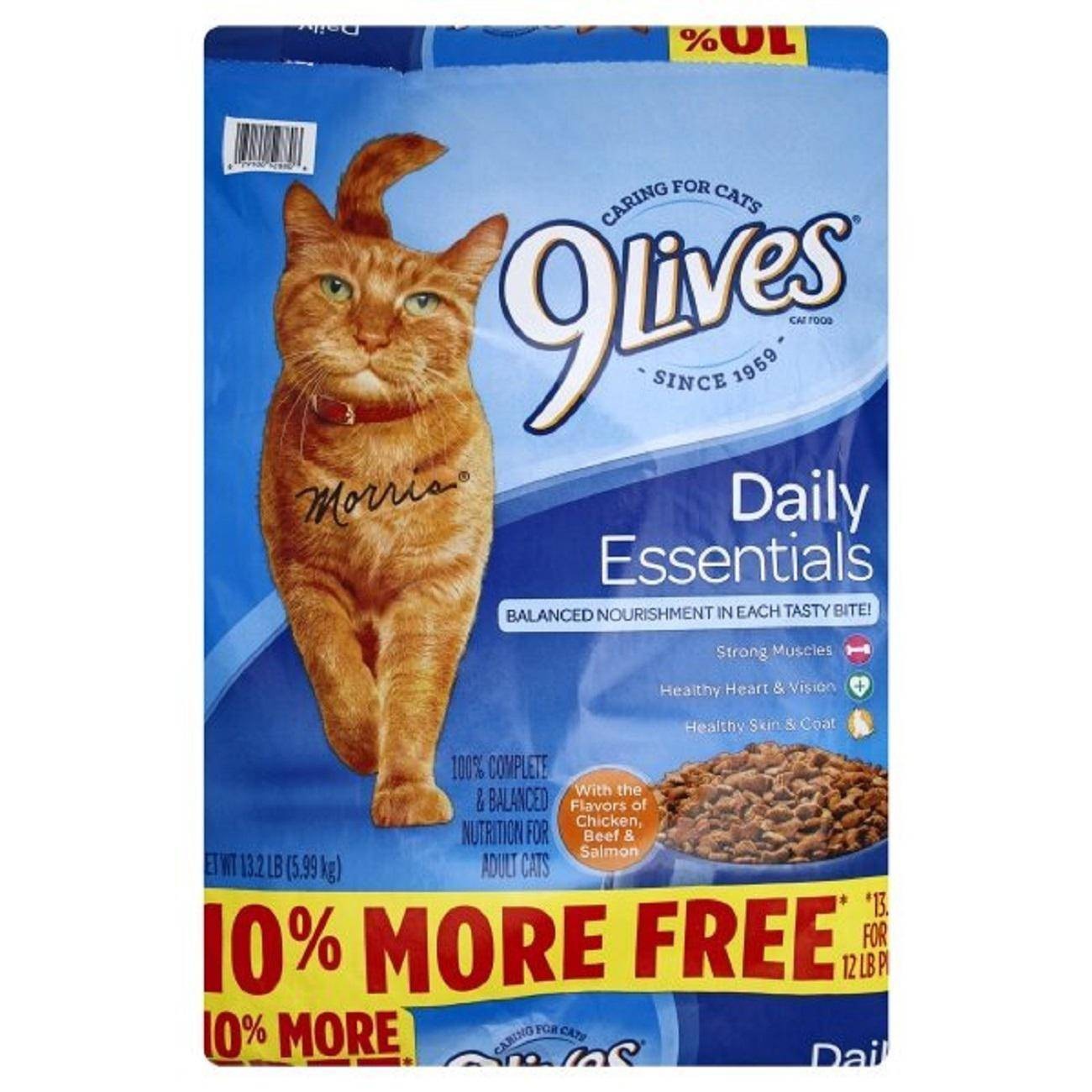 slide 1 of 2, 9Lives Daily Essentials Chicken, Beef & Salmon Flavors Adult Complete & Balanced Dry Cat Food, 13.2 lb
