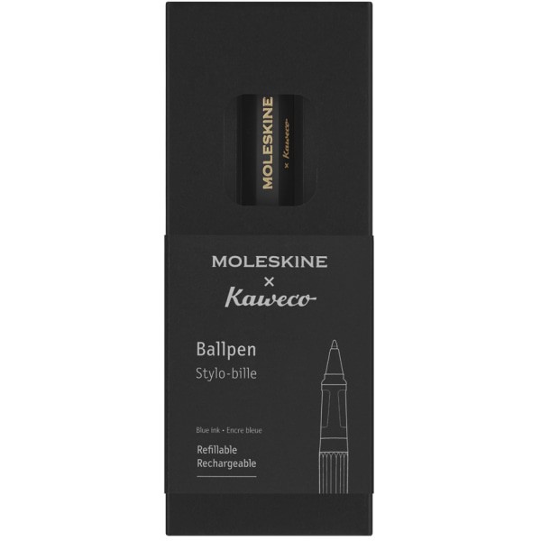 slide 1 of 4, Moleskine X Kaweco Pen, Medium Point, 1.0 Mm, Black Barrel, Blue Ink, 1 ct