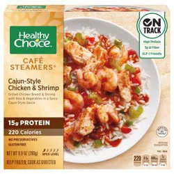 Healthy Choice Café Steamers Cajun-Style Chicken and Shrimp, Frozen Meal, 9.9 oz. Bowl