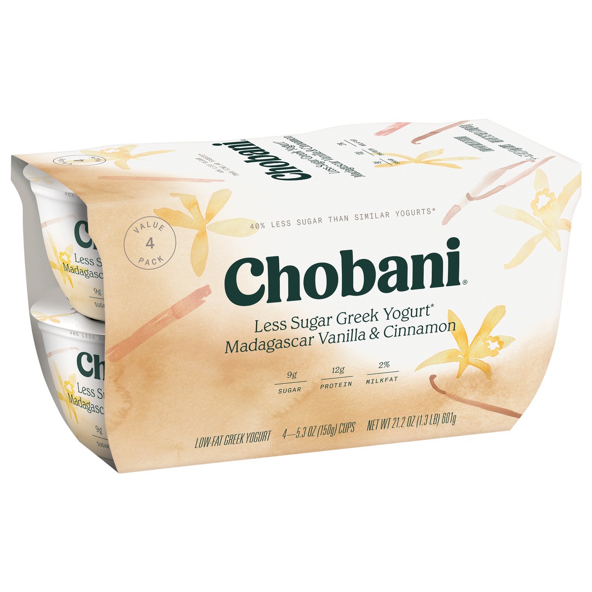 slide 6 of 9, Chobani Low-fat Greek Yogurt Madagascar Vanilla & Cinnamon, 4 ct