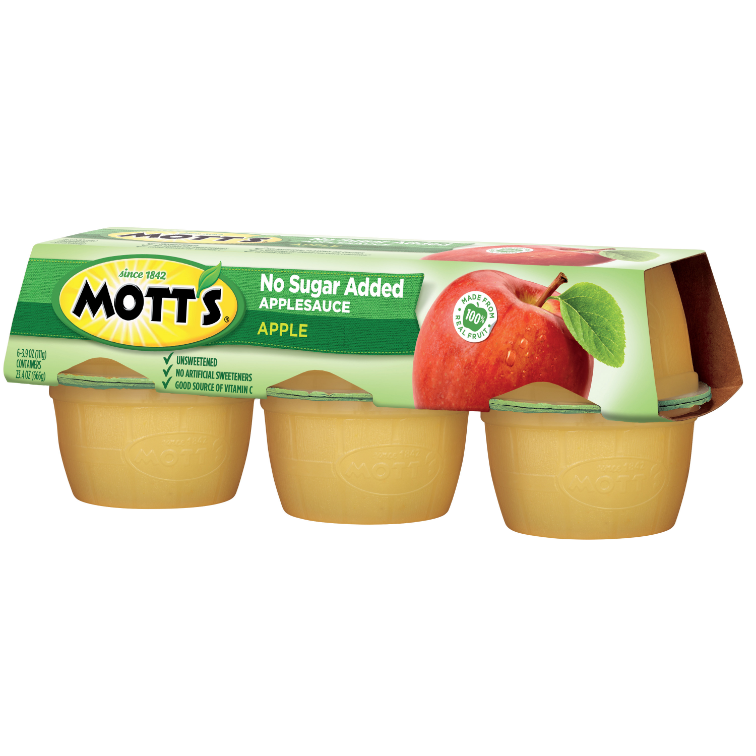 slide 2 of 5, Mott's No Sugar Added Applesauce Cups, 6 ct; 3.9 oz