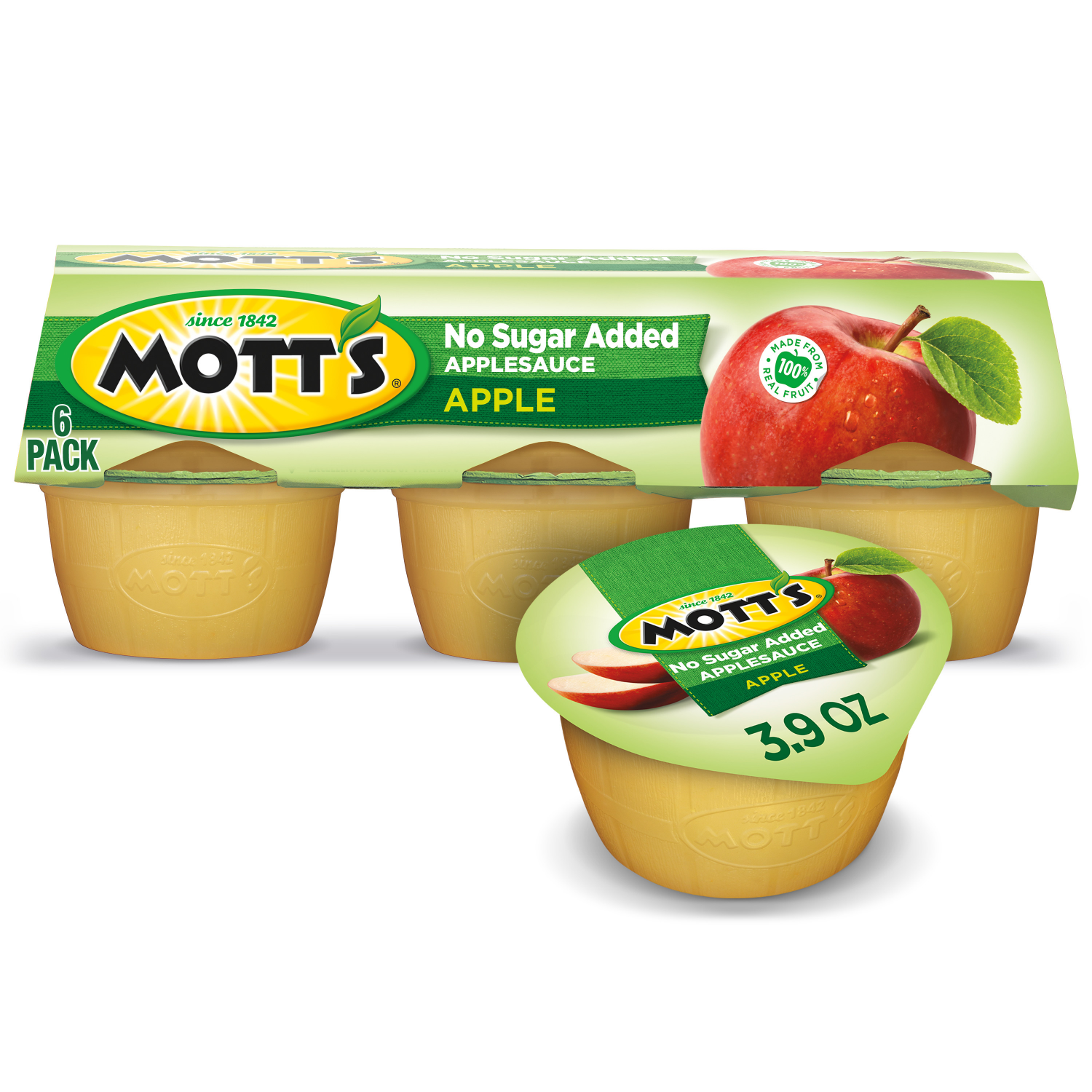 slide 1 of 5, Mott's No Sugar Added Applesauce Cups, 6 ct; 3.9 oz