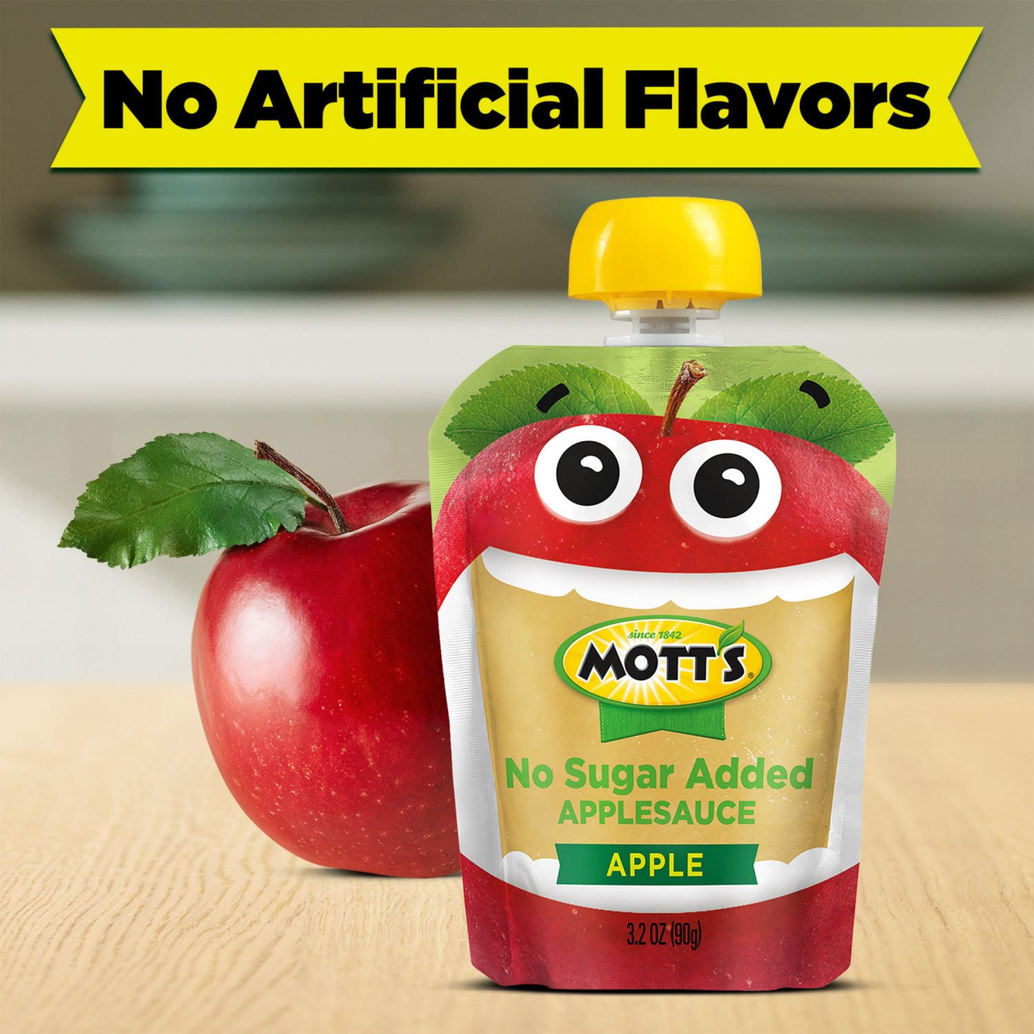 slide 7 of 8, Mott's No Sugar Added Applesauce, 3.2 oz clear pouches, 12 count, 12 ct