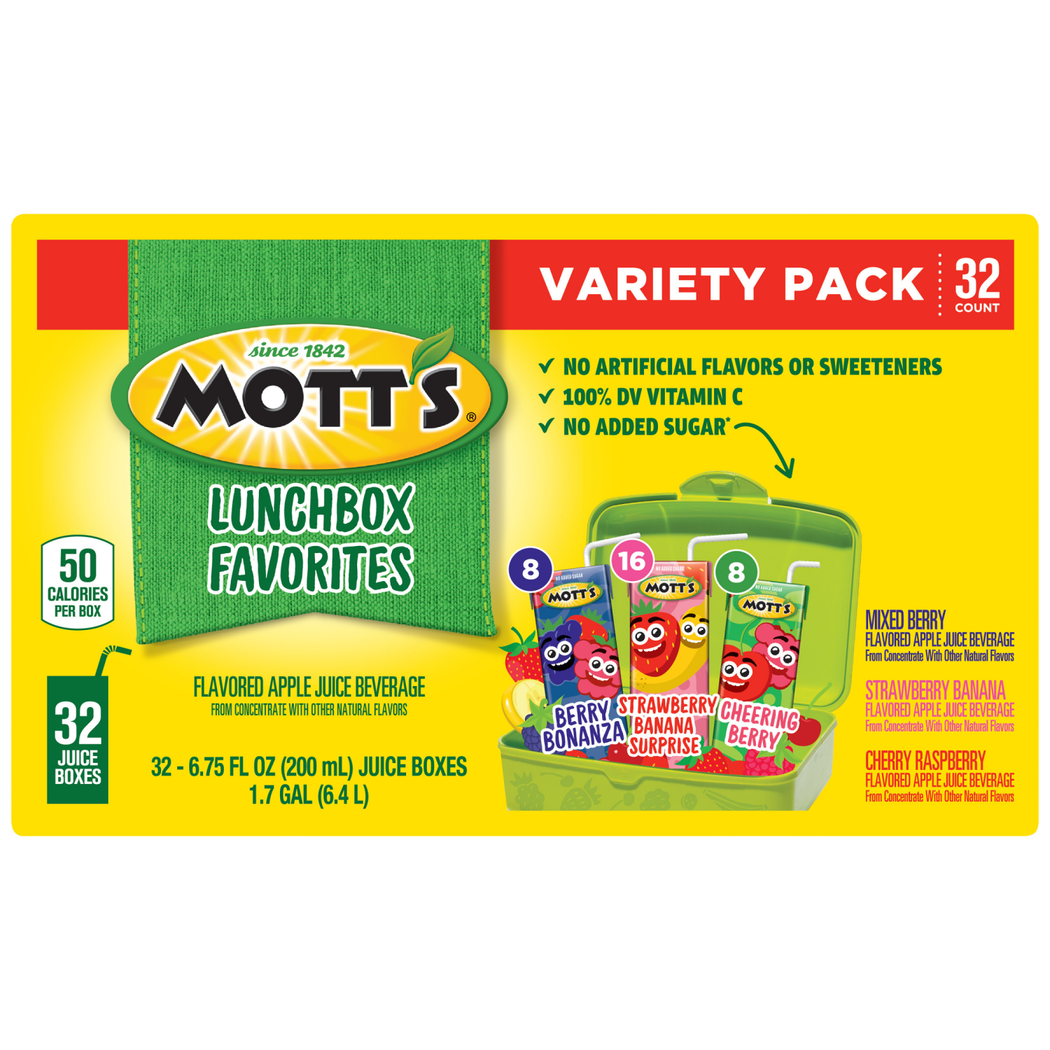 slide 3 of 6, Mott's Mott’s Lunchbox Favorites Variety Pack, 6.75 fl oz boxes, 32 pack, 32 ct