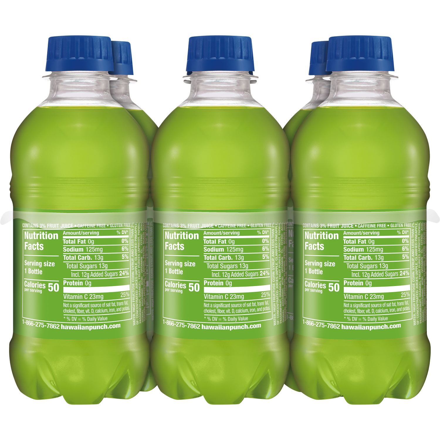 slide 2 of 5, Hawaiian Punch Green Berry Rush, 10 fl oz bottles, 6 pack, 6 ct