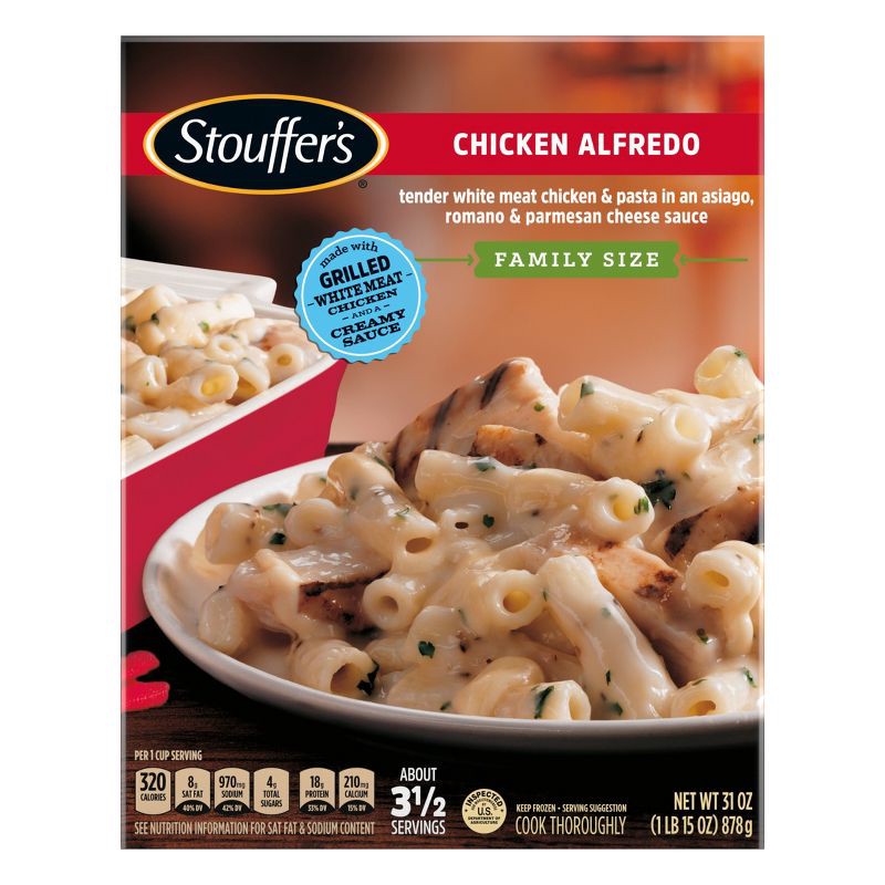 slide 1 of 9, Stouffer's Stouffers Family Size Frozen Chicken Alfredo - 31oz, 31 oz