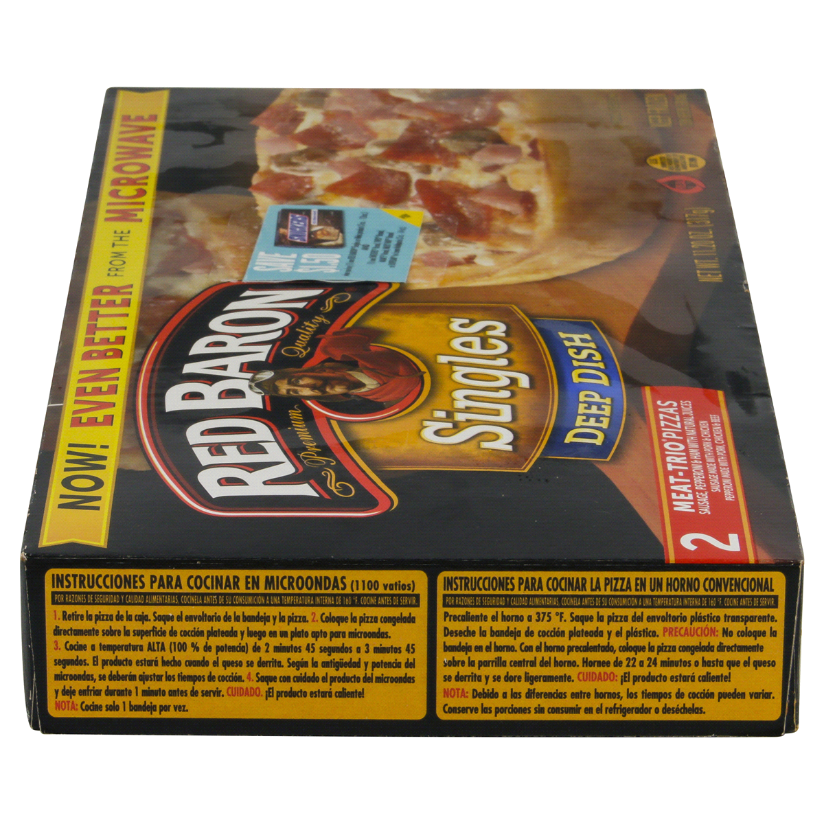 slide 3 of 6, Red Baron Meat Trio Deep Dish Pizza, 11.2 oz