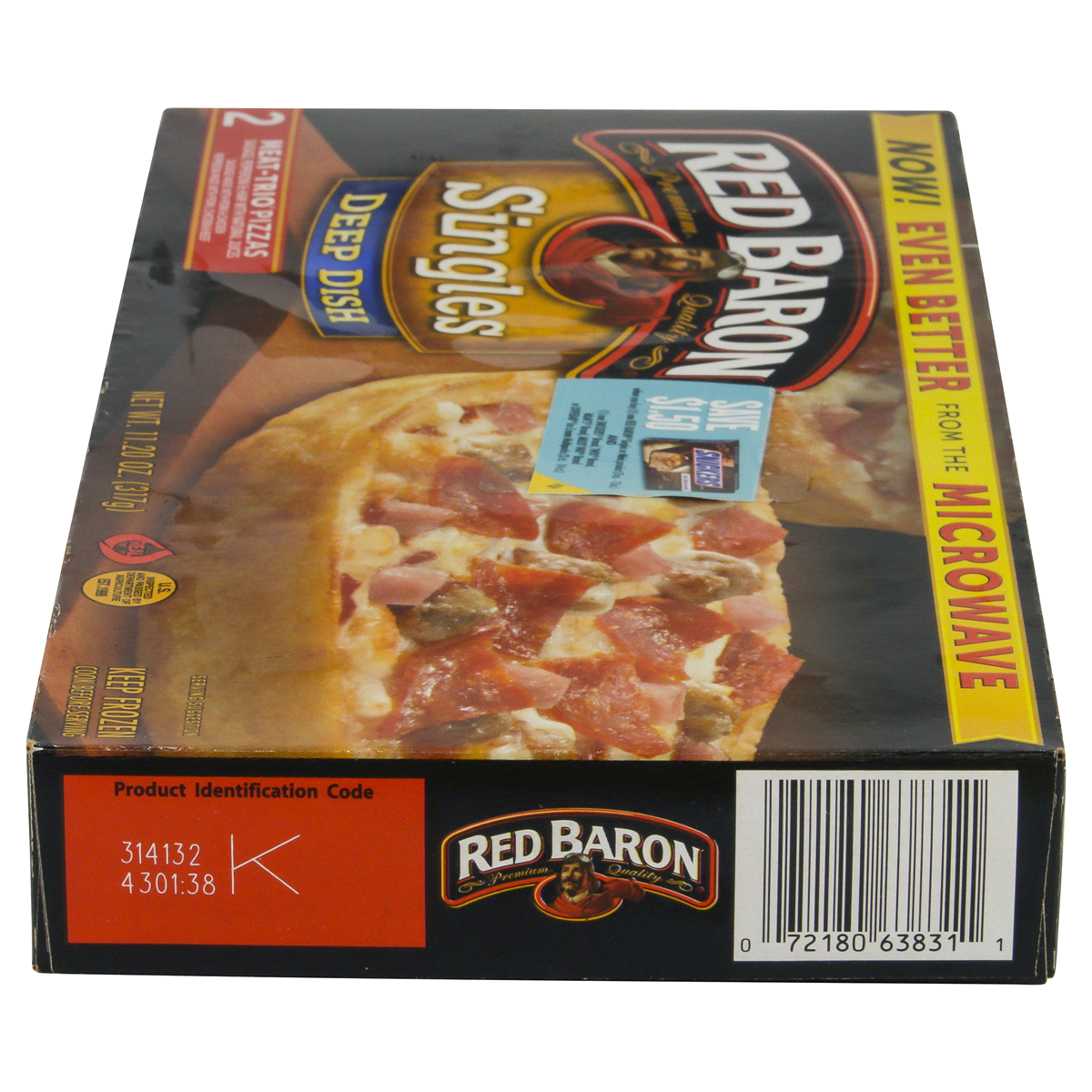 slide 6 of 6, Red Baron Meat Trio Deep Dish Pizza, 11.2 oz