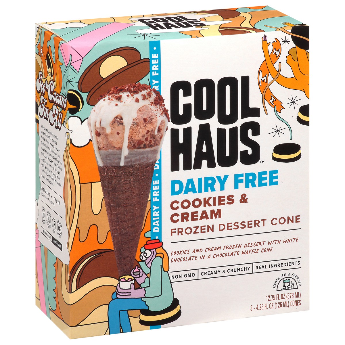 slide 2 of 9, Coolhaus Dairy Free Cookies & Cream Frozen Dessert Cone 3 cones 4.25 fl oz 3 ea Box, 3 ct