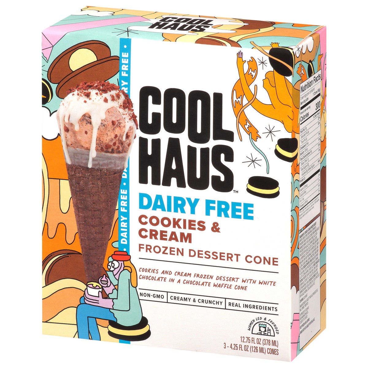 slide 4 of 9, Coolhaus Dairy Free Cookies & Cream Frozen Dessert Cone 3 cones 4.25 fl oz 3 ea Box, 3 ct