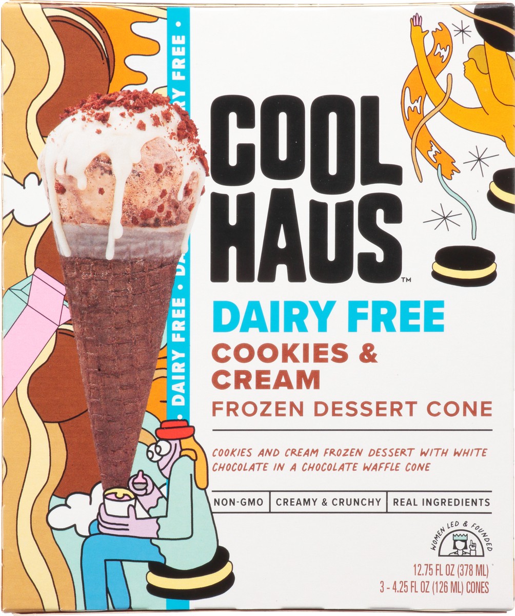 slide 7 of 9, Coolhaus Dairy Free Cookies & Cream Frozen Dessert Cone 3 cones 4.25 fl oz 3 ea Box, 3 ct