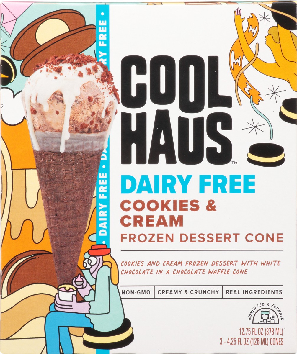 slide 5 of 9, Coolhaus Dairy Free Cookies & Cream Frozen Dessert Cone 3 cones 4.25 fl oz 3 ea Box, 3 ct