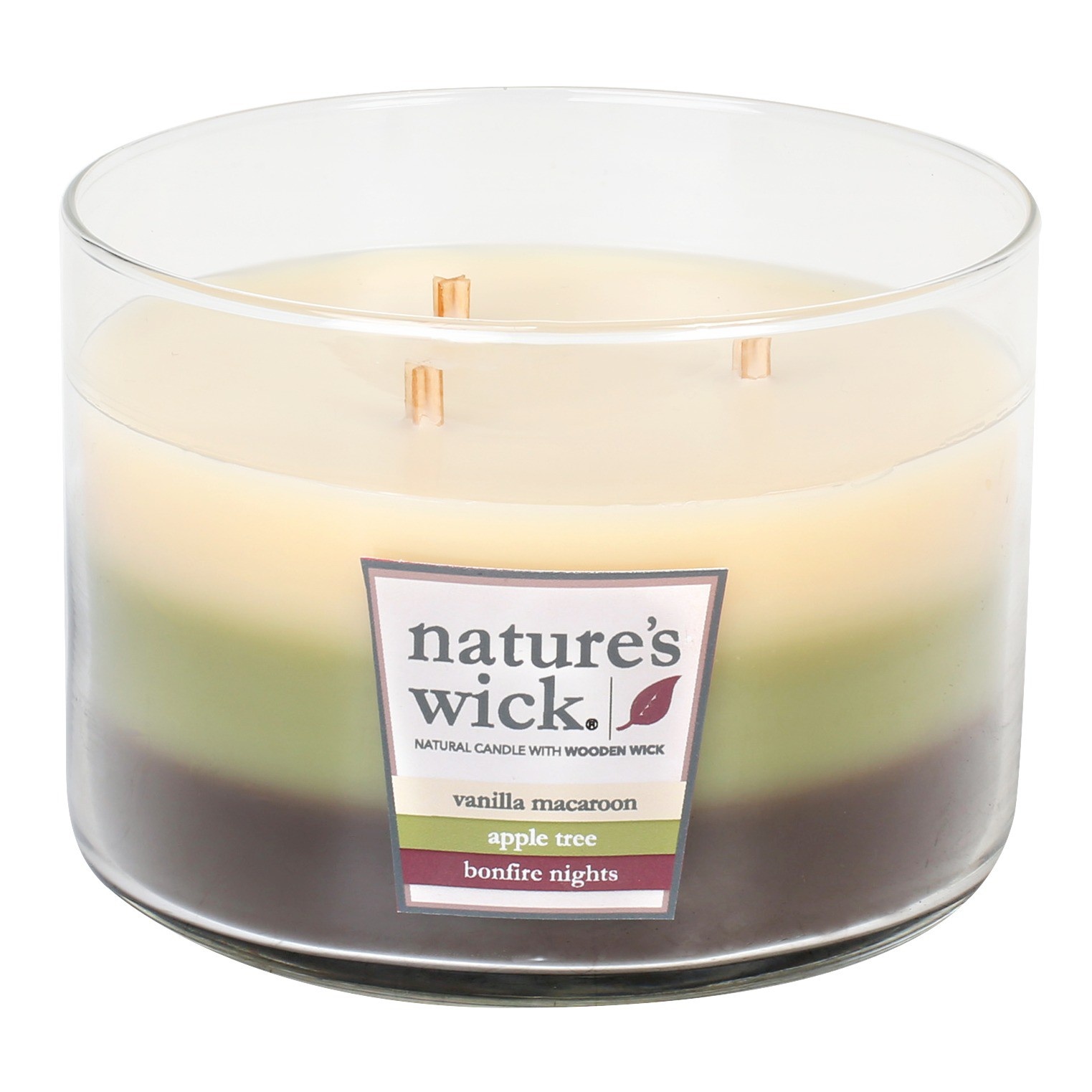 slide 1 of 1, Nature's Wick Layered Jar Candle - Vanilla/Apple/Bonfire, 18 oz