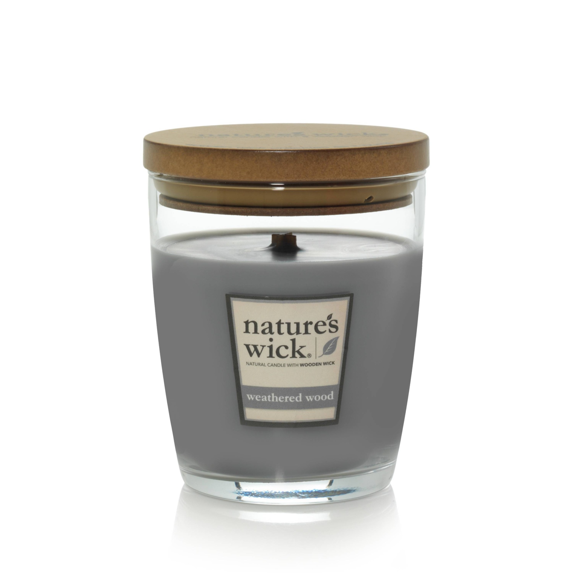 slide 1 of 1, Nature's Wick Jar Candle Weathered Wood, 10 oz