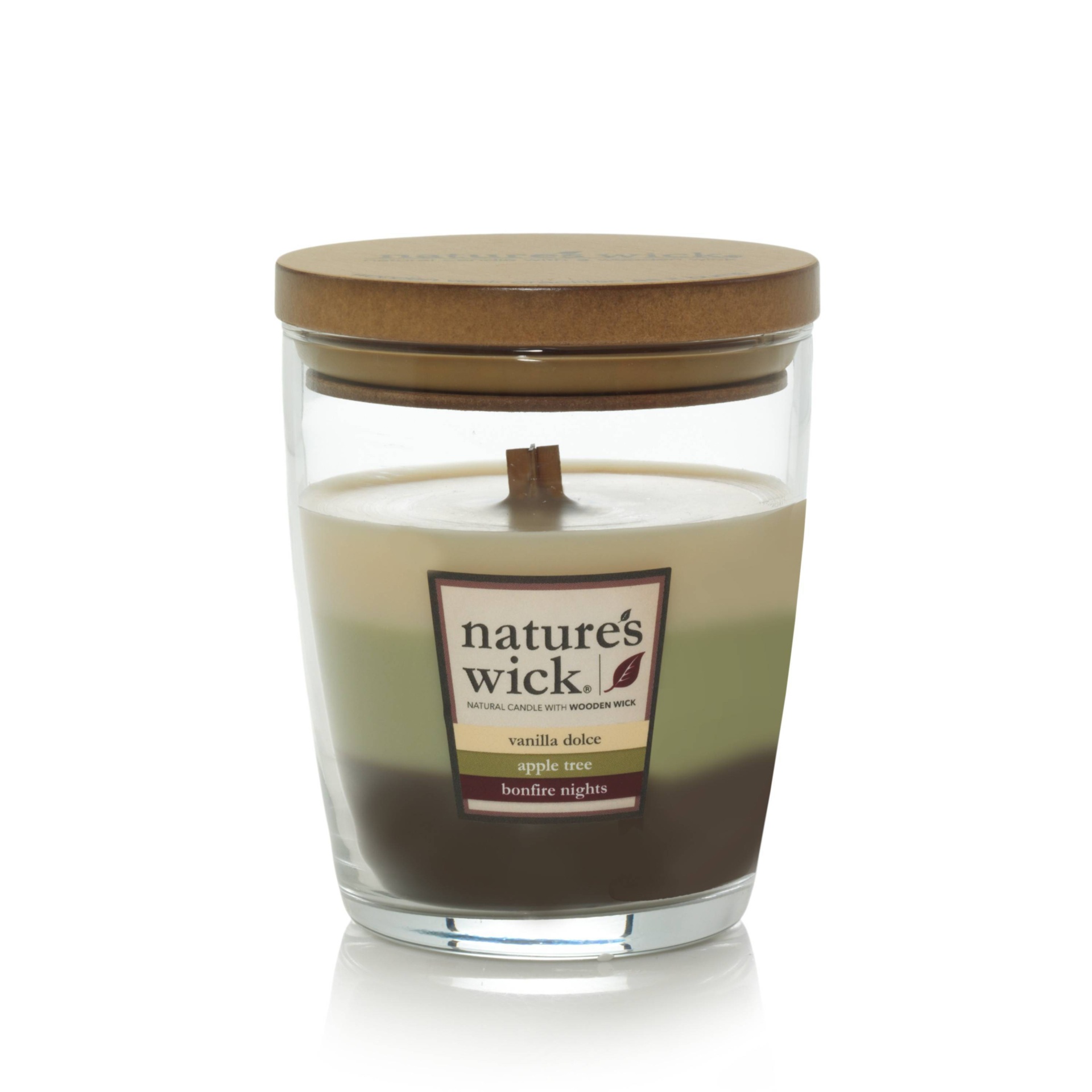 slide 1 of 1, Nature's Wick Layered Jar Candle - Apple/Vanilla/Bonfire, 10 oz