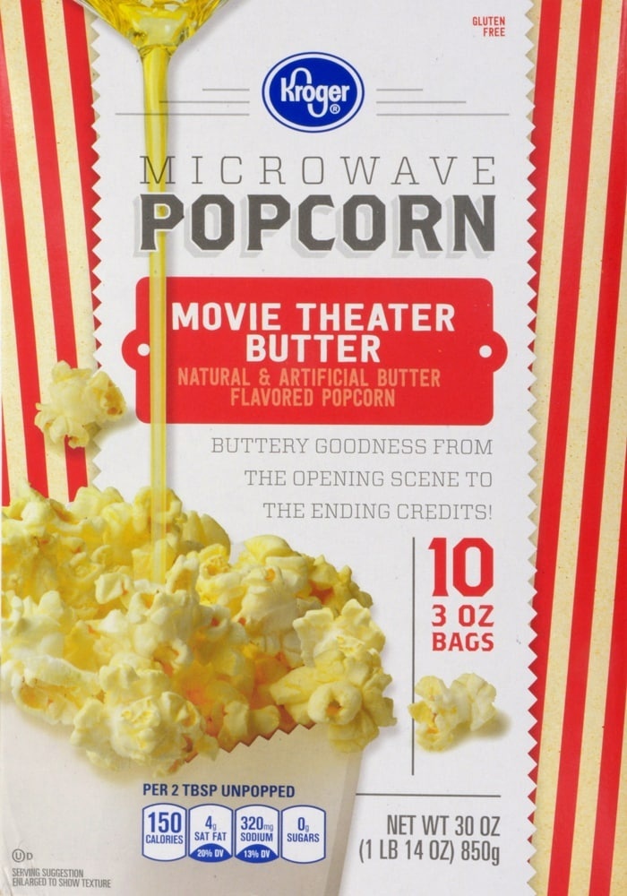 slide 1 of 1, Kroger Movie Theater Butter Microwave Popcorn, 10 ct; 3 oz