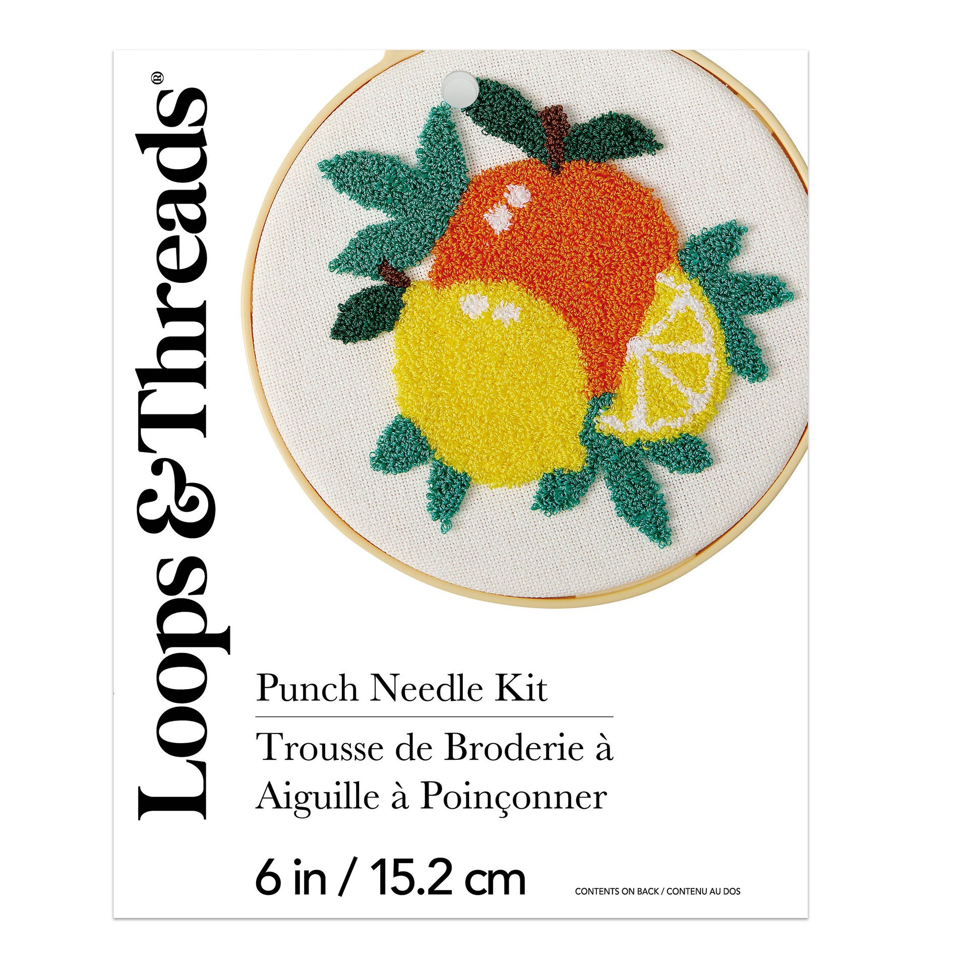 slide 4 of 4, 6" Lemon & Orange Punch Needle Kit By Loops & Threads, 6 in