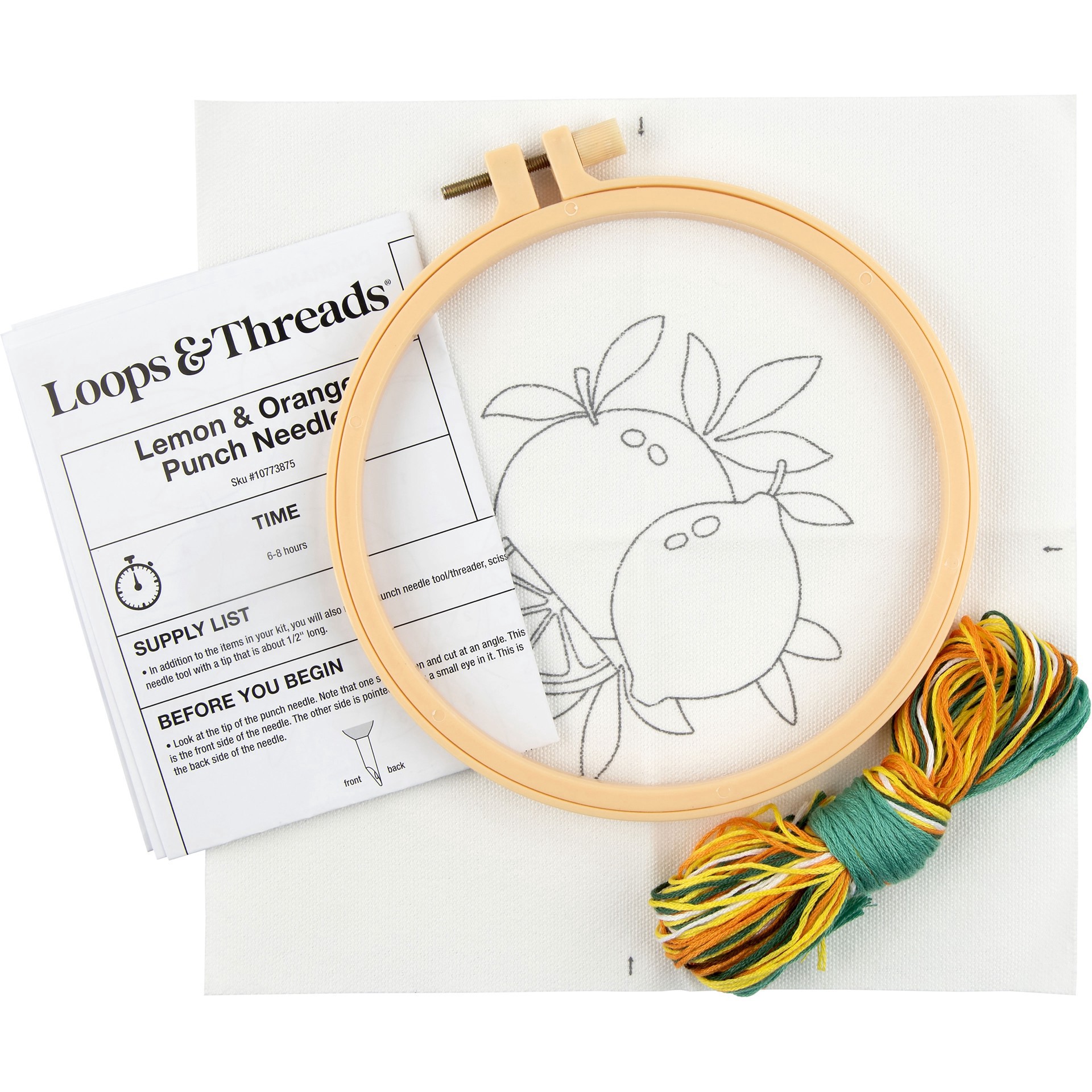 slide 3 of 4, 6" Lemon & Orange Punch Needle Kit By Loops & Threads, 6 in