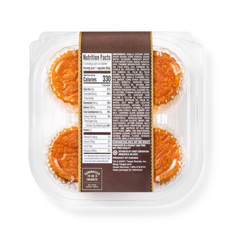 slide 2 of 3, Vanilla Filled Cupcakes - 11.7oz/4ct - Favorite Day™, 11.7 oz, 4 ct