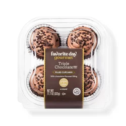 Triple Chocolate Filled Cupcakes - 11.7oz/4ct - Favorite Day