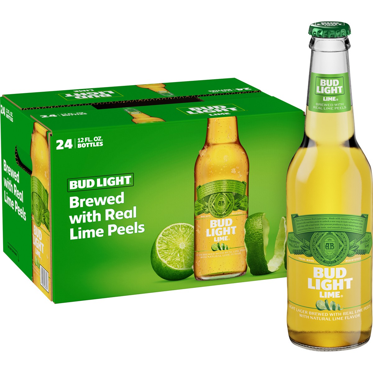 slide 1 of 3, Bud Light Lime Beer, 24 ct; 12 fl oz