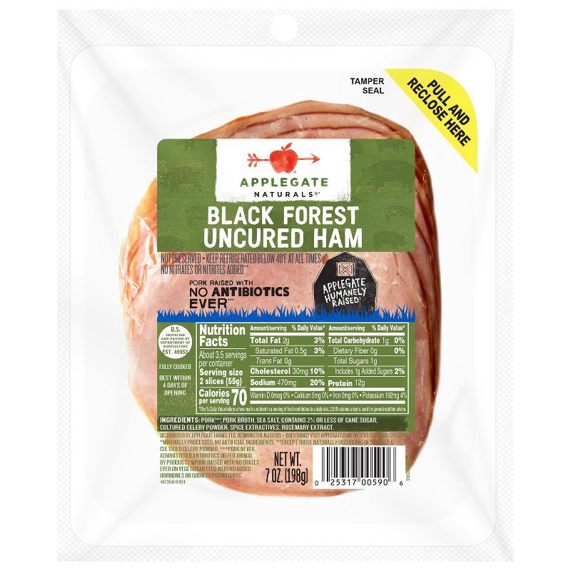 slide 1 of 5, Applegate Farms Applegate Natural Uncured Black Forest Ham - 7oz, 7 oz