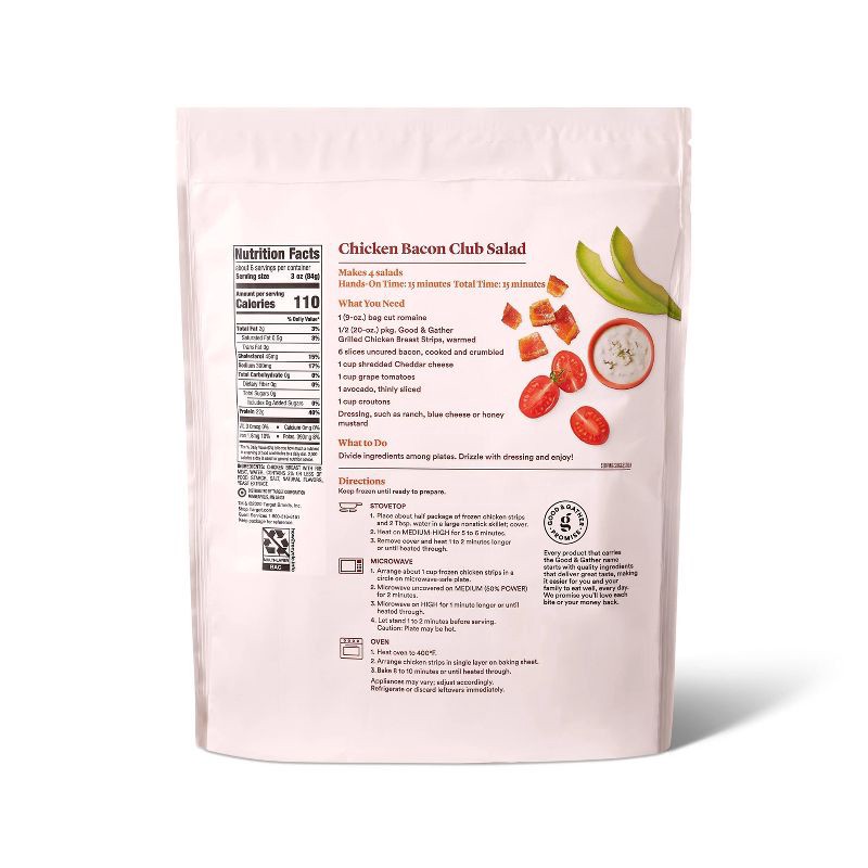 slide 2 of 4, No Antibiotics Every Grilled Chicken Breast Strips - Frozen - 20oz - Good & Gather™, 20 oz