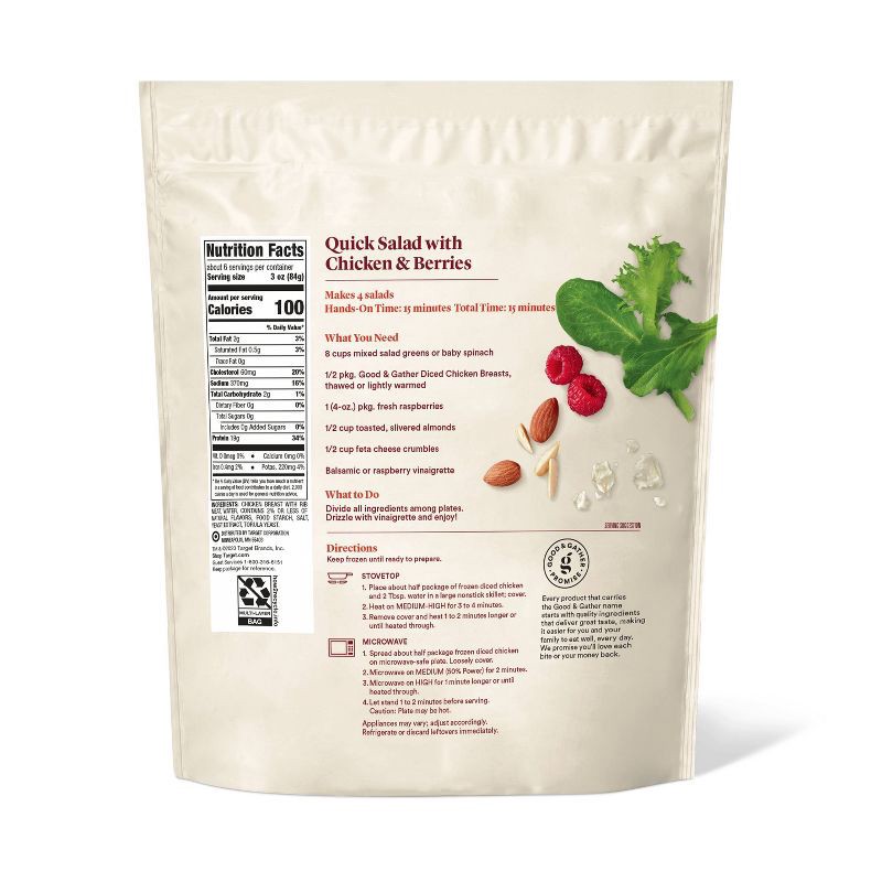 slide 2 of 4, No Antibiotics Ever Diced & Grilled Chicken Breast - Frozen - 20oz - Good & Gather™, 20 oz