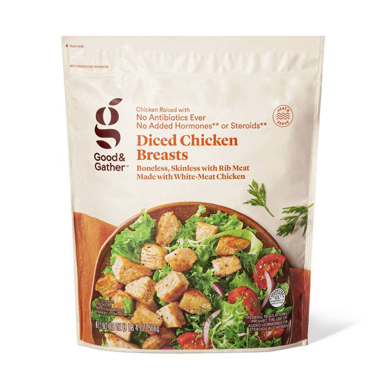 slide 1 of 4, No Antibiotics Ever Diced & Grilled Chicken Breast - Frozen - 20oz - Good & Gather™, 20 oz
