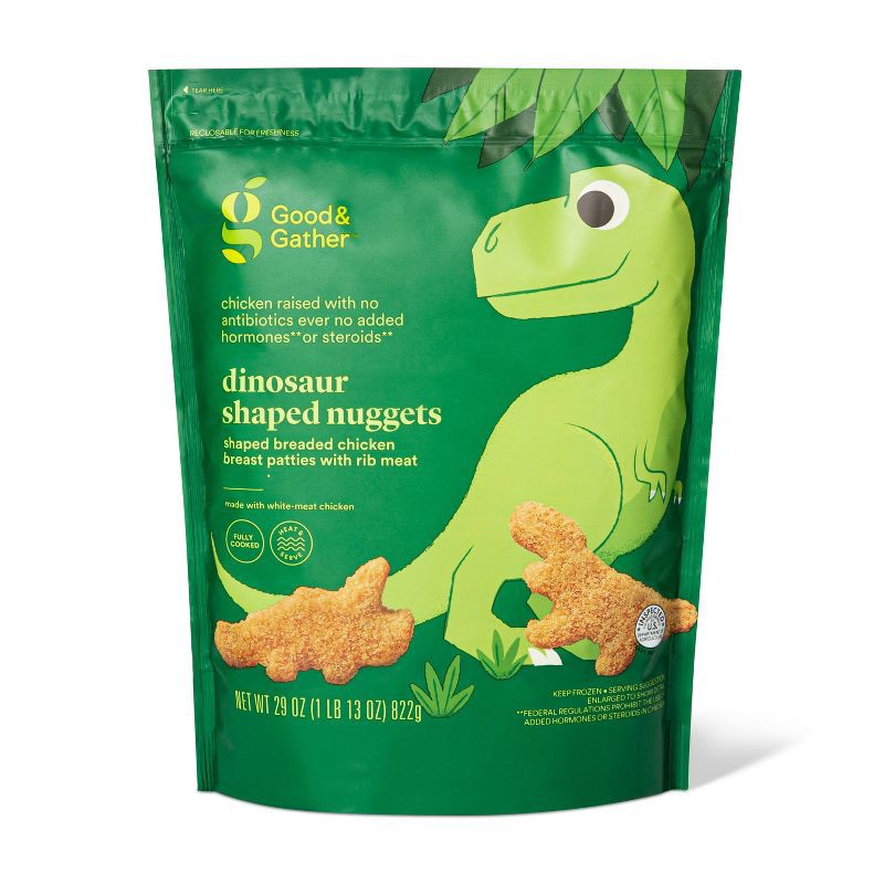 slide 1 of 4, No Antibiotics Ever Dinosaur Shaped Frozen Chicken Nuggets - 29oz - Good & Gather™, 29 oz