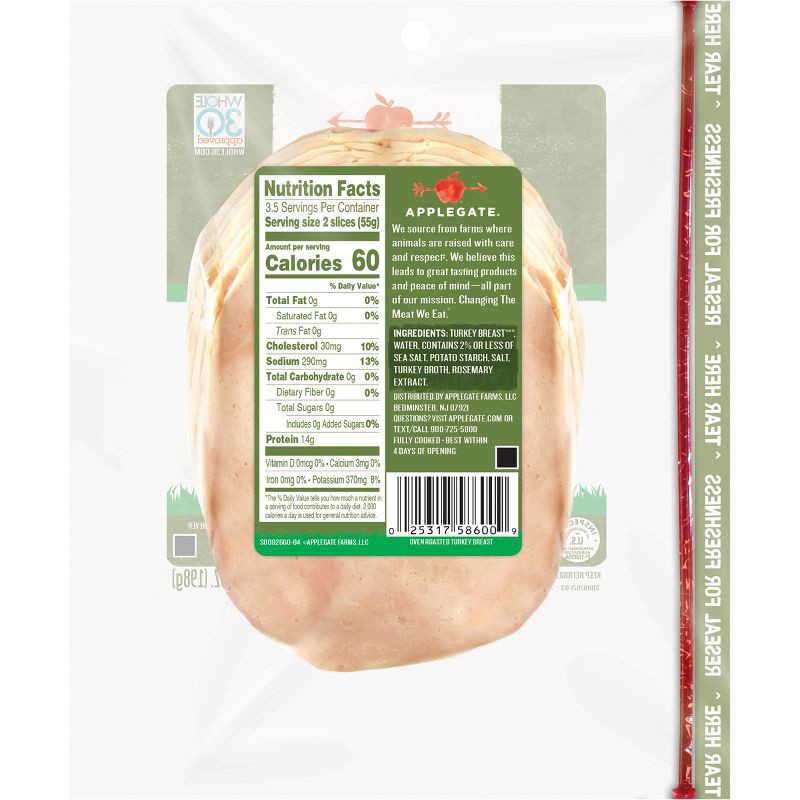 slide 2 of 6, Applegate Farms Applegate Natural Sliced Oven Roasted Turkey Breast - 7oz, 7 oz