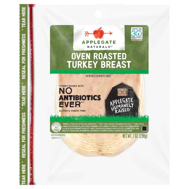 slide 1 of 4, Applegate Farms Applegate Natural Sliced Oven Roasted Turkey Breast - 7oz, 7 oz