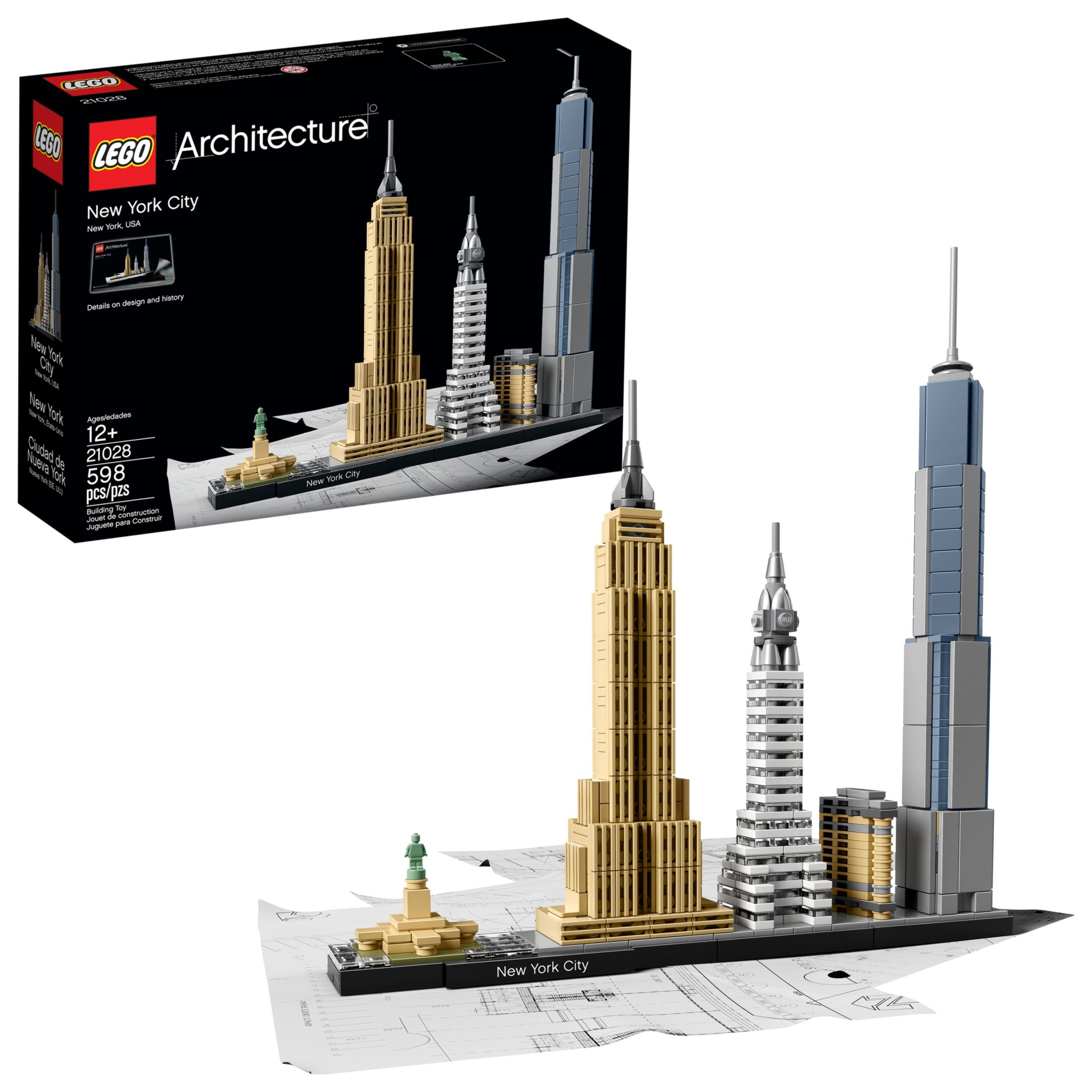 slide 1 of 7, LEGO Architecture New York City, Build It Yourself New York Skyline Model for Adults and Kids 21028, 1 ct