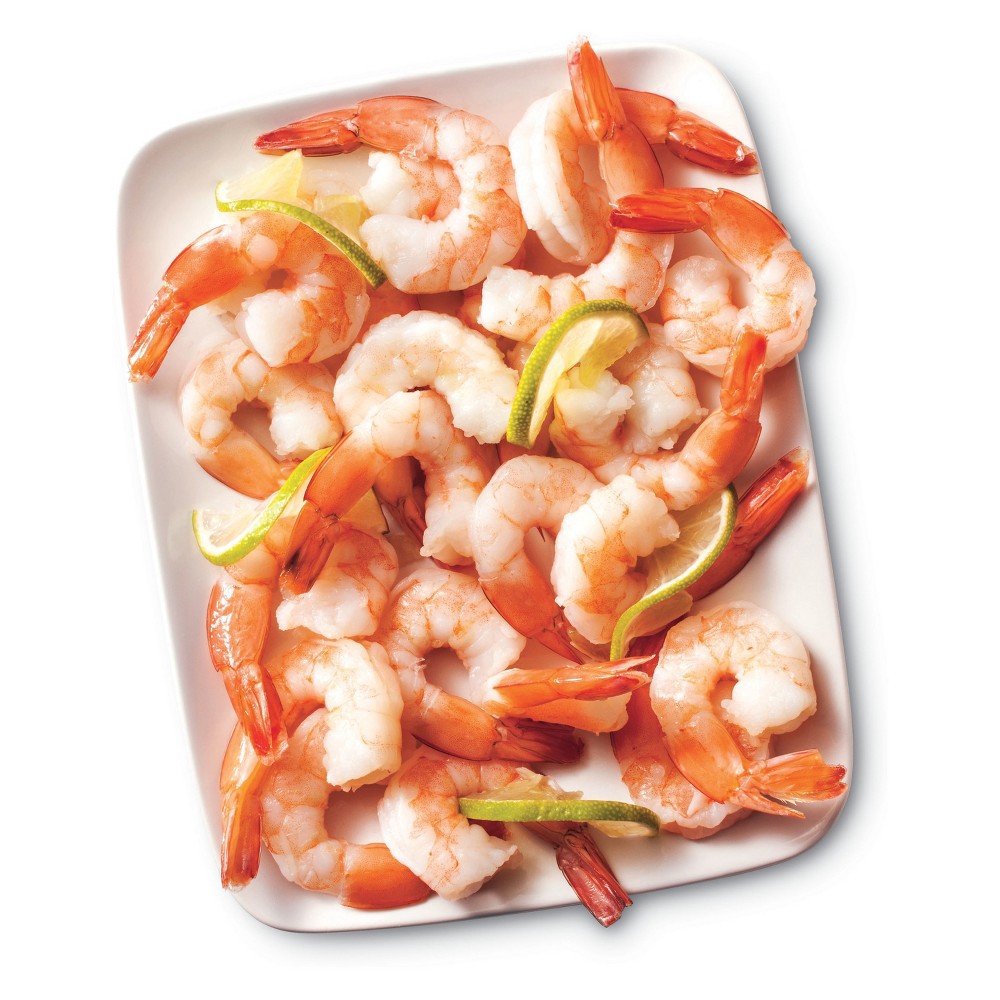 Peeled & Deveined Tail On Cooked Shrimp with Cocktail Sauce - Frozen - 16oz  - Good & Gather™