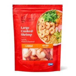 Large Tail On Peeled & Deveined Cooked Shrimp - Frozen - 41-50ct per lb/16oz - Good & Gather™