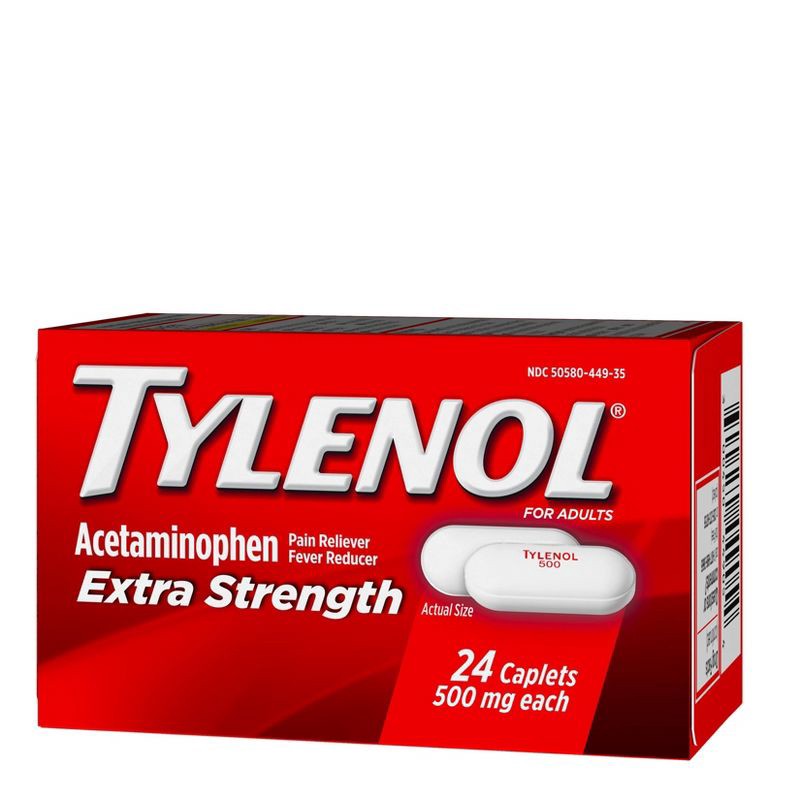 slide 1 of 9, Tylenol Extra Strength Pain Reliever and Fever Reducer Caplets - Acetaminophen - 24ct, 24 ct