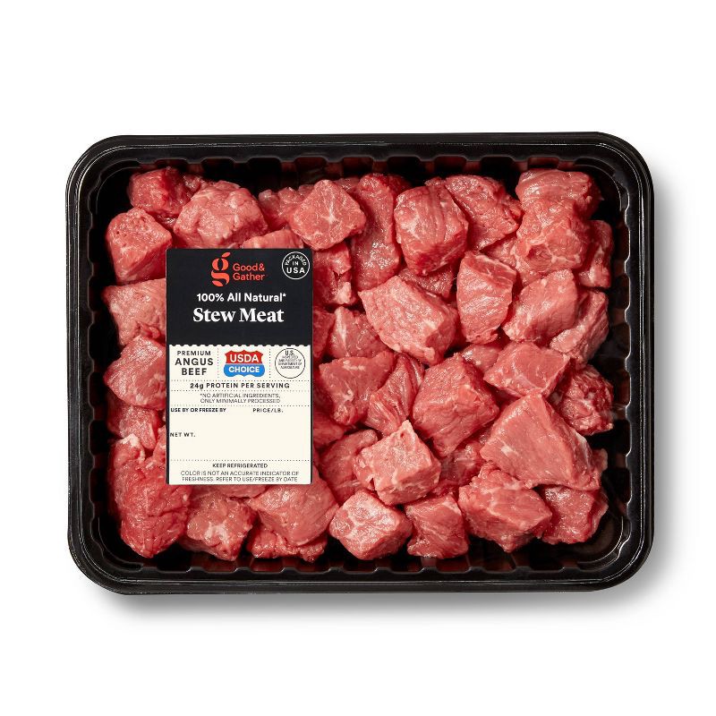 slide 1 of 3, Fresh USDA Choice Angus Beef Stew Meat - 1.5lbs - Good & Gather™, 1.5 lb