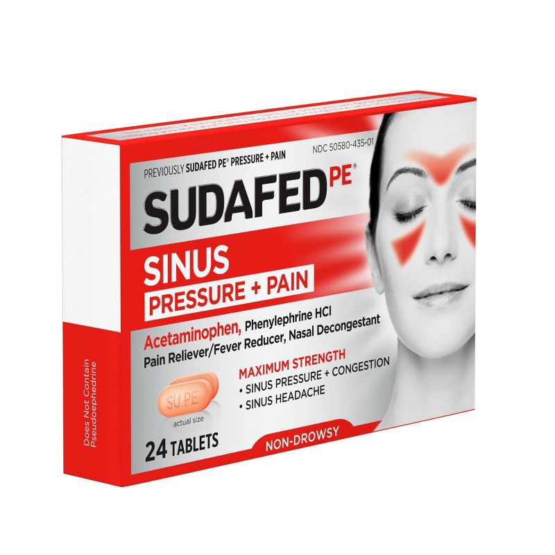 slide 4 of 7, Sudafed PE Pressure + Pain Caplets - 24ct, 24 ct